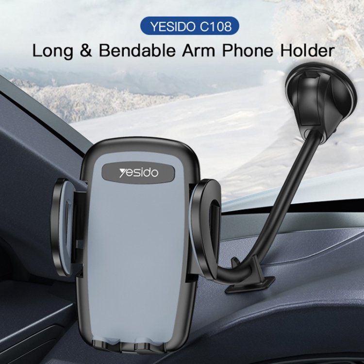 Yesido C108 High Quality Auto Extendng Clamp Arm Windshield Phone Holder For Car