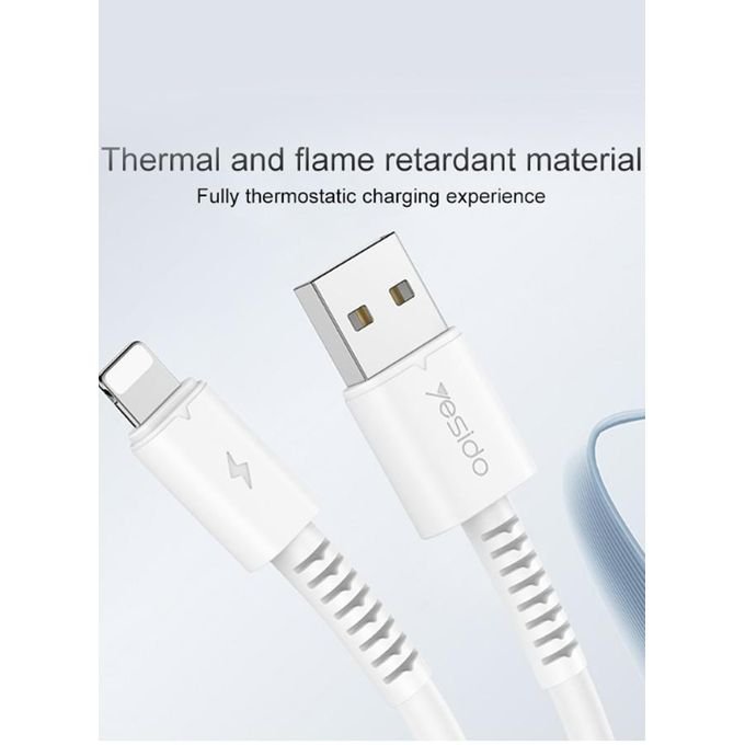 Yesido CA120-IP CA120 2.4A Fast Charging USB to Lightning Cable 1.0M - High Durability PVC Data Sync Cord for iPhone & iPad