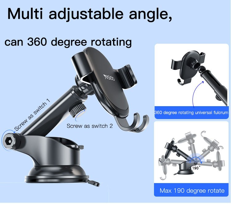 Yesido C120 Phone Holder Replaceable Base 360 Degree Flexible Universal Dashboard Car Mobile Phone Holder