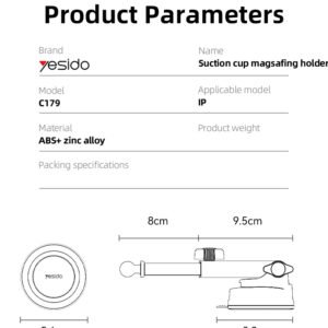 Yesido C179 360 Rotation Zinc Alloy 20pcs Magnetic Suction Star Ring Design Dashboard Car Phone Holder