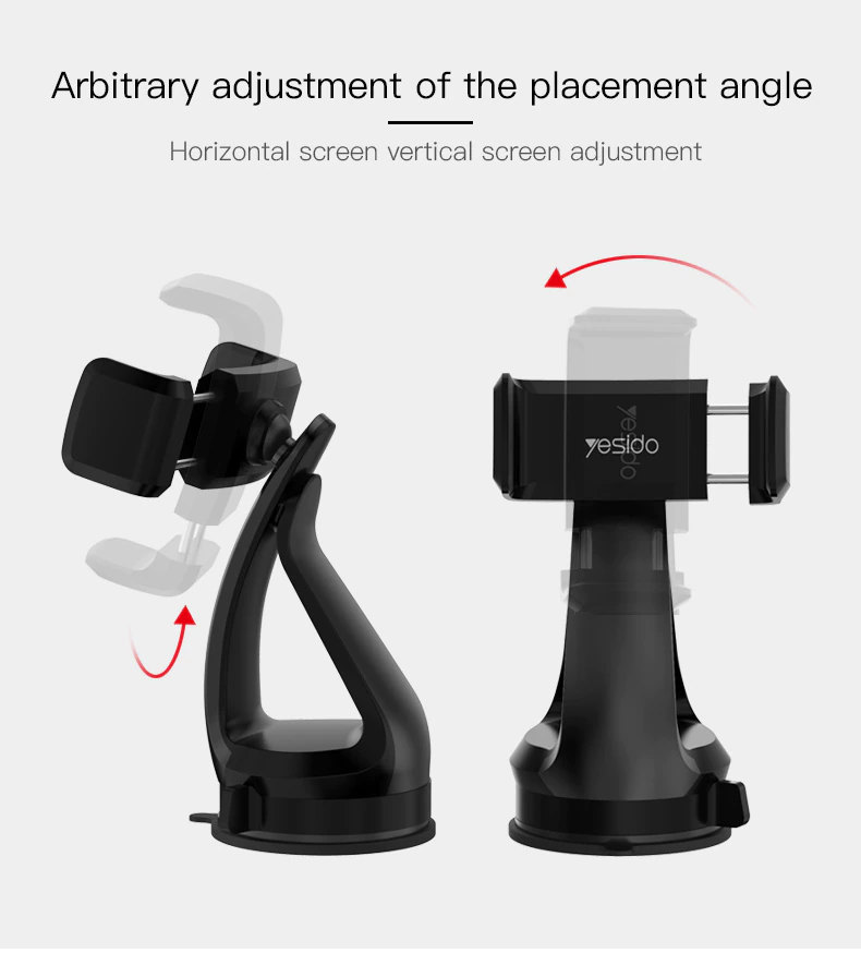 Yesido C1 Universal Spring Clip 360 Angle Rotation Mobile Phone Car Holder Suction Cup Car Phone Holder