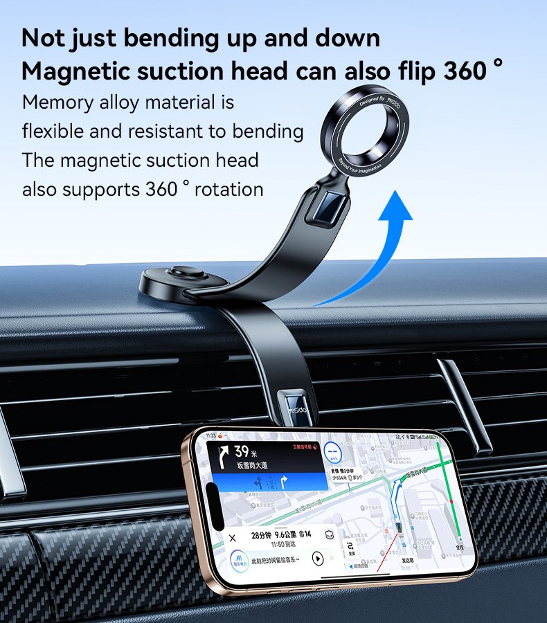 Yesido C217 Bendable Memory Alloy Car Phone Mount - 360° Rotating Dashboard & Windshield Magnetic Holder