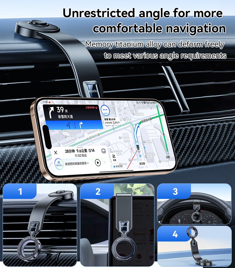Yesido C217 Bendable Memory Alloy Car Phone Mount - 360° Rotating Dashboard & Windshield Magnetic Holder