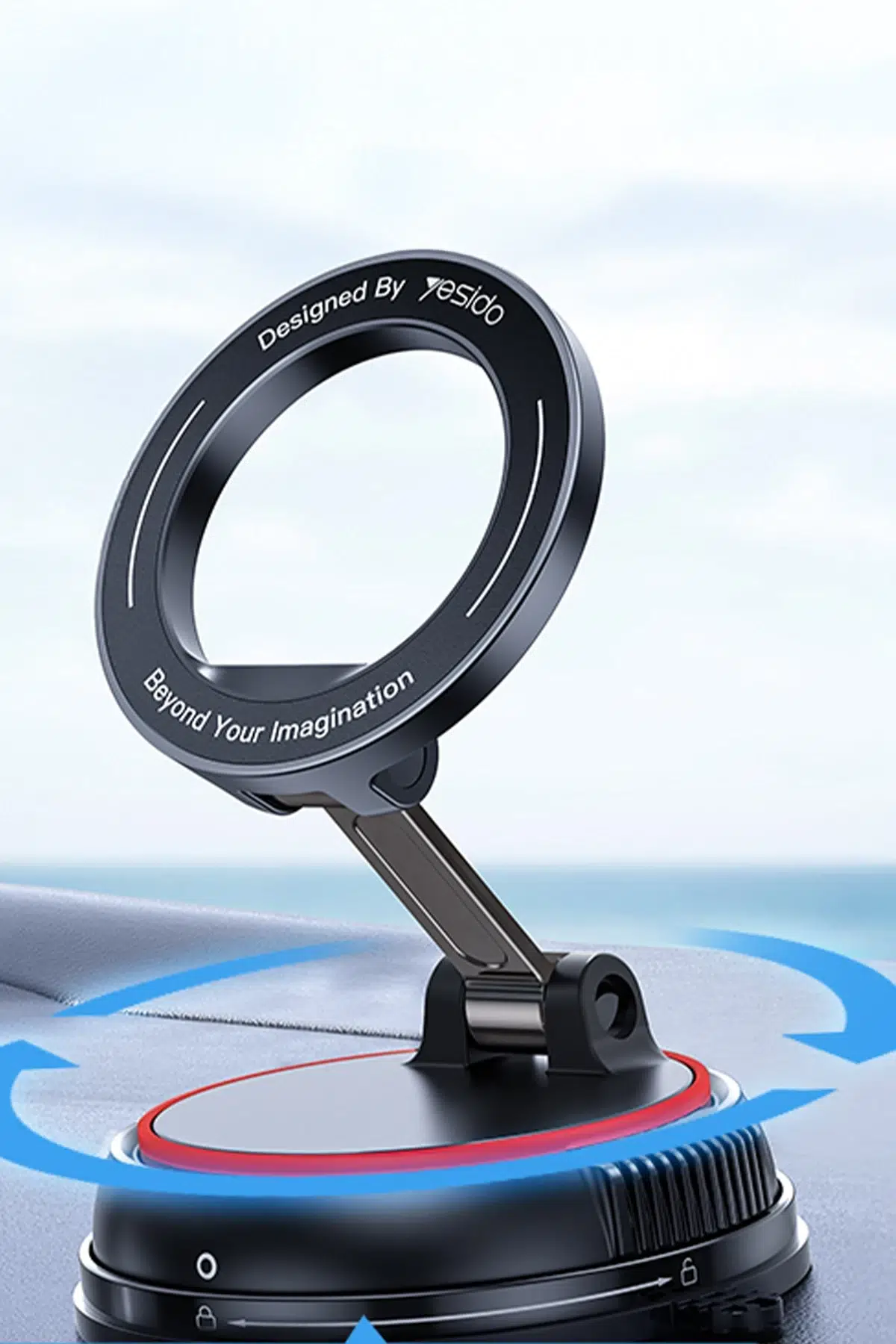 Yesido C219 360 Rotation And Folding Zinc Alloy Center Console Magsafing Suction Cup Car Phone Holder
