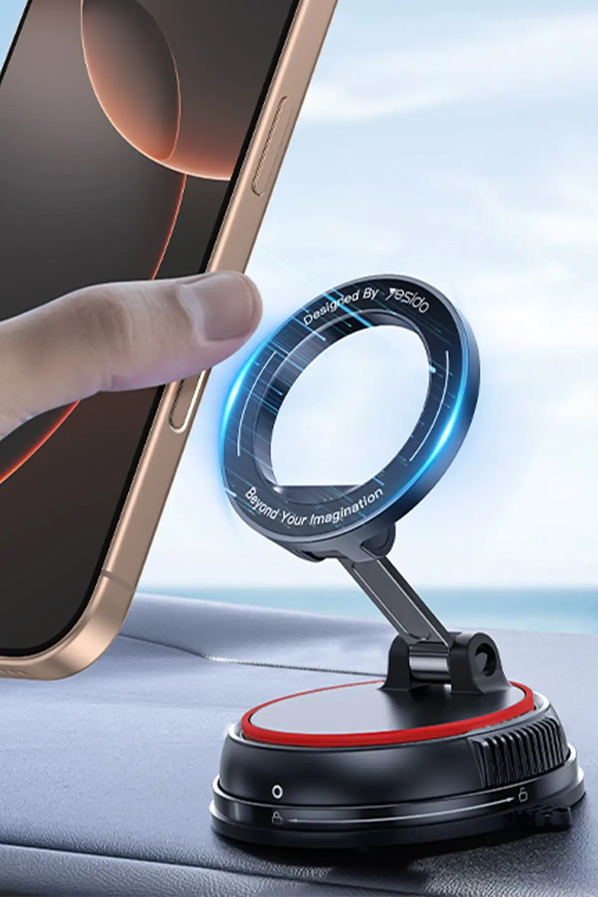 Yesido C219 360 Rotation And Folding Zinc Alloy Center Console Magsafing Suction Cup Car Phone Holder
