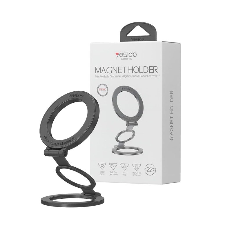 Yesido C229 Y60 Three-axis Rotation Zinc Alloy Ulti-anale Support Double-Sided Magnetic Ring Phone Holder