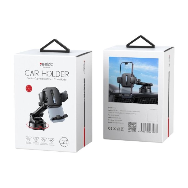 Yesido C261 360 Degree Rotation Car Mount Retractable Car Phone Holder|Telescopic Arm Suction Phone Holder