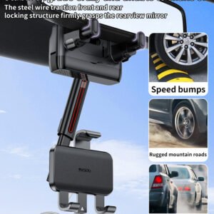 Yesido C265 360°Adjustable Rotation Length Adjustable Rearview Mirror Car Phone Holder