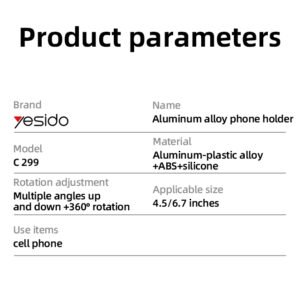 Yesido C299 360 Free-rotation Aluminum Alloy Folding Stable Mobile Table Using Phone Holder