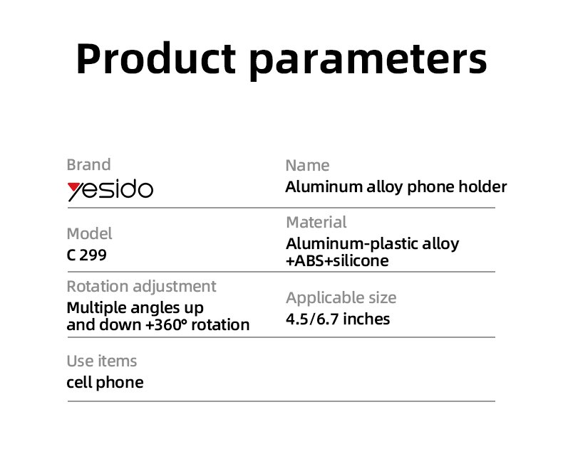 Yesido C299 360 Free-rotation Aluminum Alloy Folding Stable Mobile Table Using Phone Holder