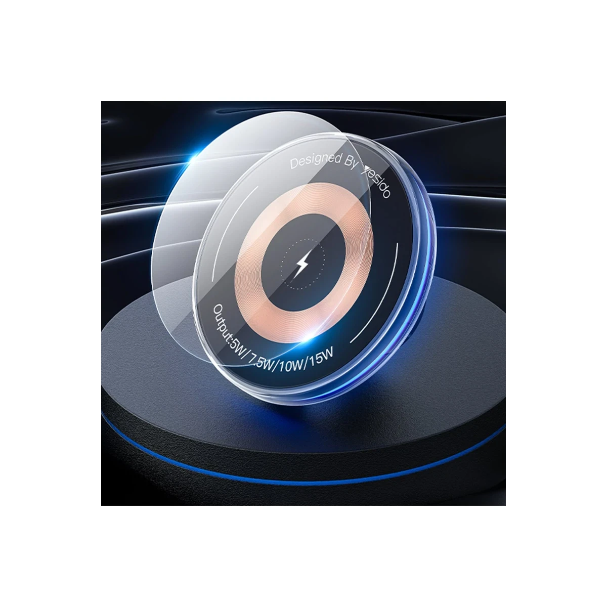 Yesido C308 Low Temperature 15W MAX Flowing Light Magnetic Suction Wireless Fast Charging Phone Holder