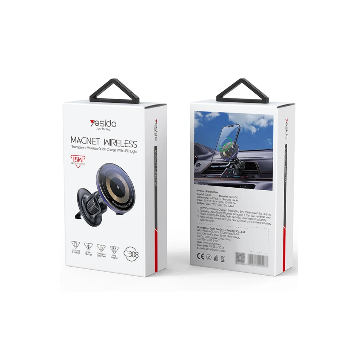 Yesido C308 Low Temperature 15W MAX Flowing Light Magnetic Suction Wireless Fast Charging Phone Holder