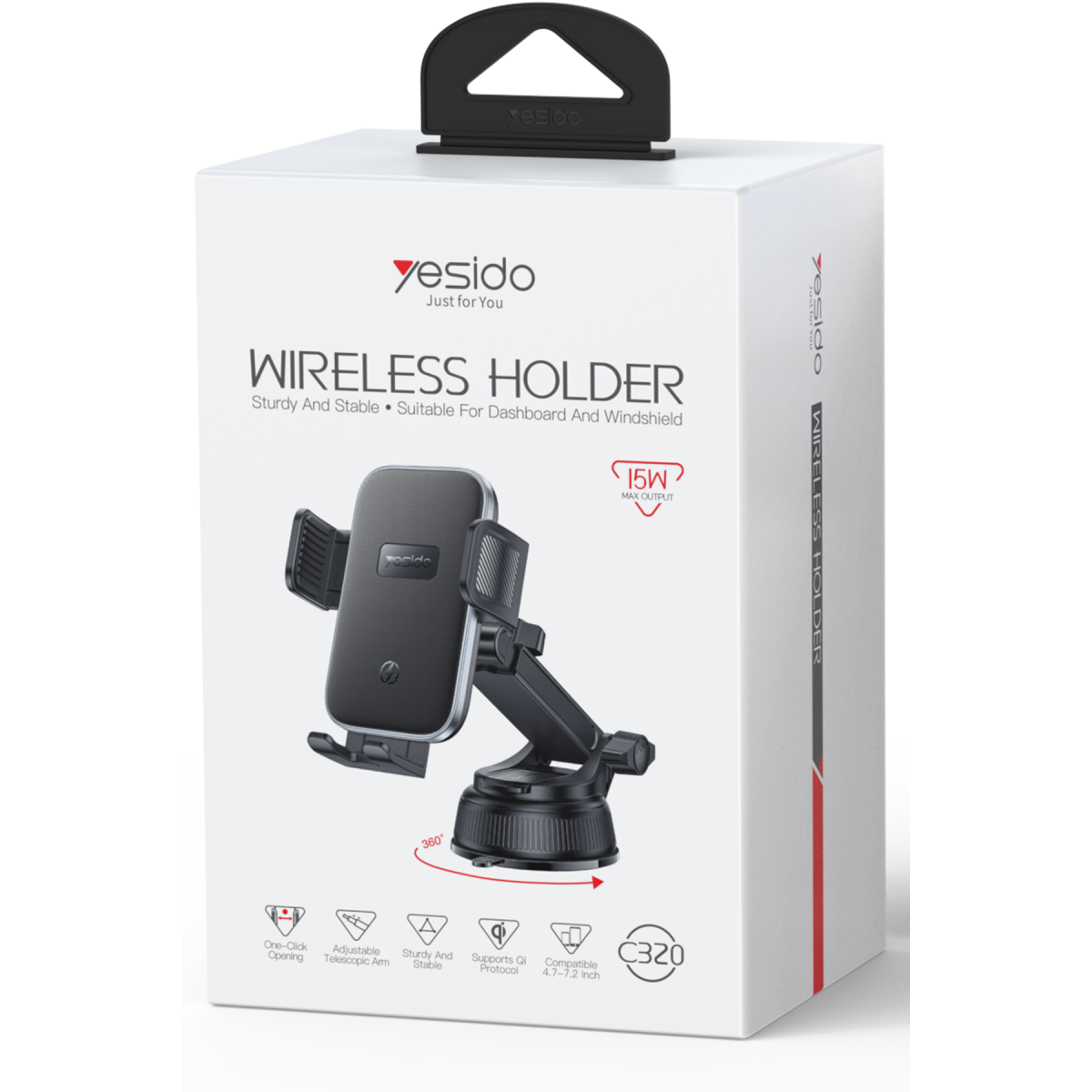 Yesido C320 15W suction cup clip holder