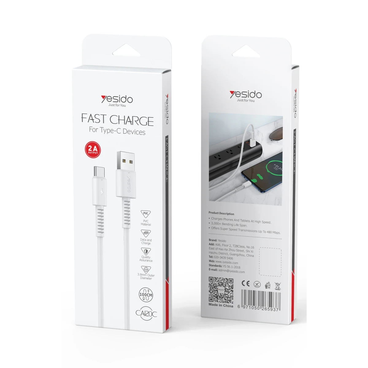 Yesido CA120-TC PVC Data Cable 1M 1 meter