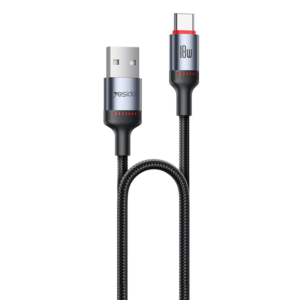 Yesido CA130C 2M USB To Type-C 18W Fast Chagrging Built-in Smart Chip Aluminum Alloy Braided Data Cable