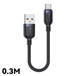 Yesido CA131C 0.3 Meter 18W Fast Charging USB to Type-C Aluminum Alloy Braided Data Cable