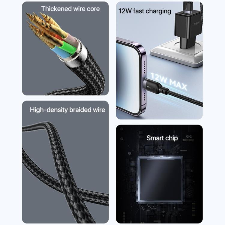 Yesido CA131L A TO L/2.4A Data cable 30cm PE core wire [(55/0.08TC+250D nylon)*2C red
