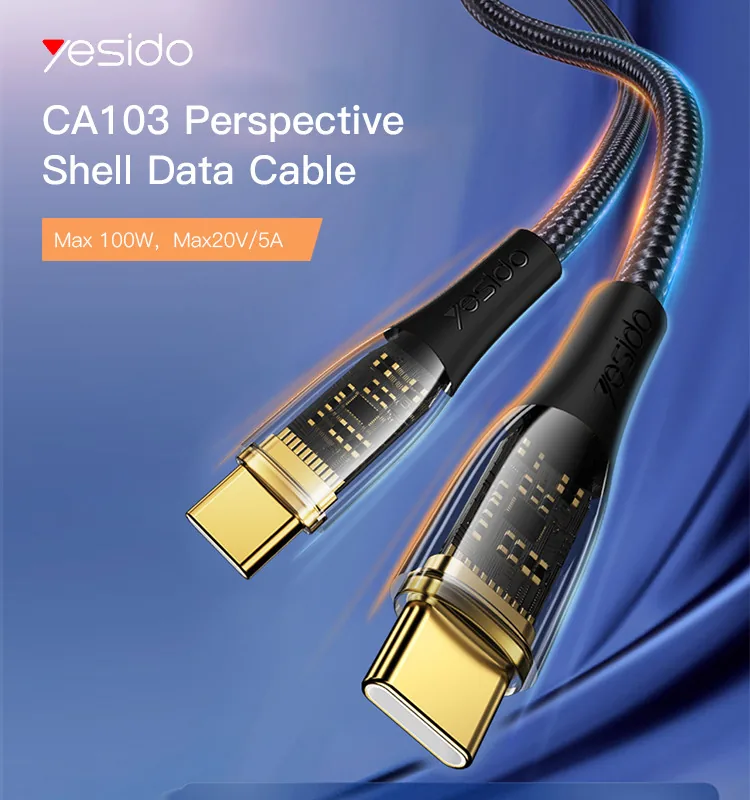 Yesido CA133C 2 Meter 18W Fast Charging USB to Type-C Aluminum Alloy Braided Data Cable