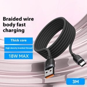 Yesido CA134C A TO C/3A Data cable 3M PE core wire [(76/0.1TC+250D nylon)*2C red