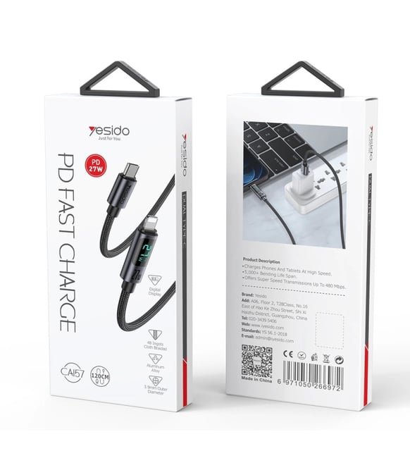 Yesido CA157 27W C to L Data Cable 1.2M 1.2Meter TC to Lightning