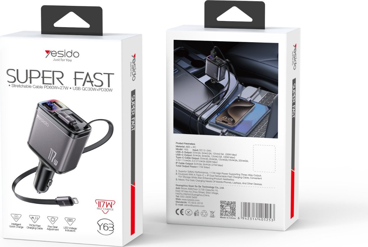 Yesido CA176 white C-L cable 27W PVC