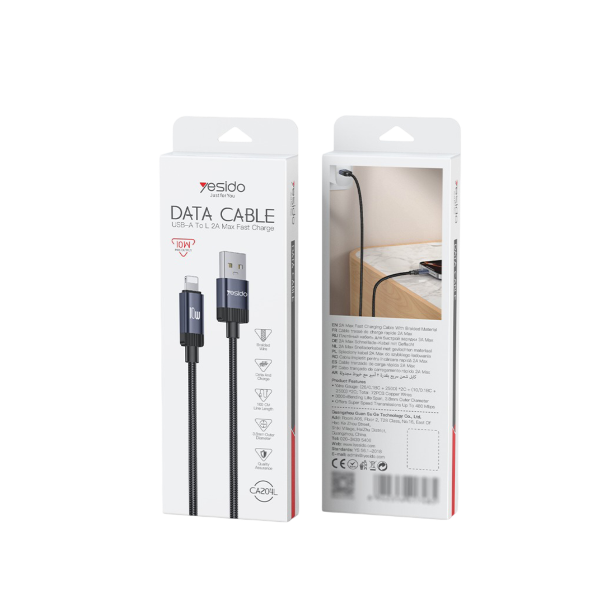 Yesido CA204L USB-L data cable