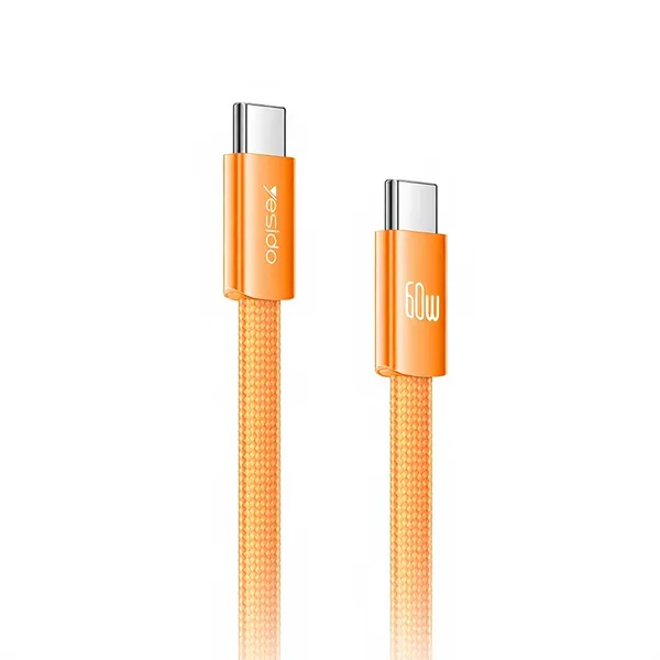 Yesido CA206-ORANGE C-C 60W Braided Flat Data Cable