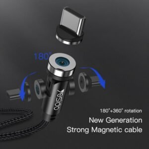 Yesido CA68 3*1 540 ° Rotation Magnetic data cable Nylon Braided Cable Colors: BLACK…