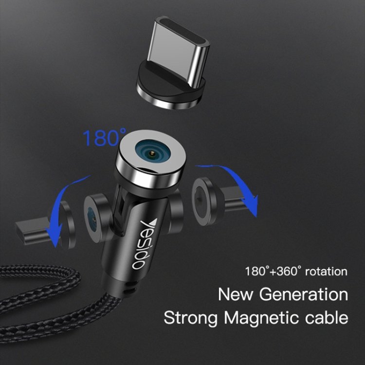 Yesido CA68 3*1 540 ° Rotation Magnetic data cable Nylon Braided Cable Colors: BLACK…
