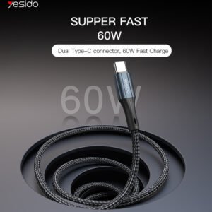 Yesido CA96 1.2M 60W (20V/3A) Nylon Braided Fast Charging Type-C to Type-C Data Cable