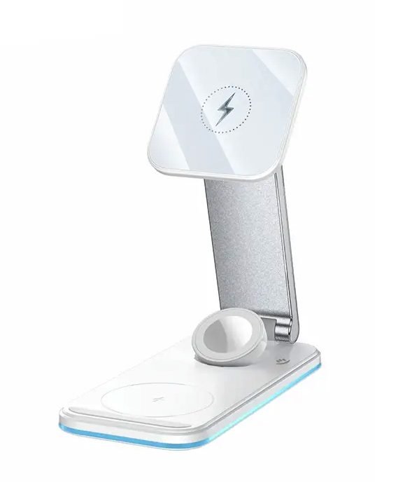 Yesido DS17 High Quality Magnetic 3 In 1 Foldable Desktop Wireless Charging Dock Stand Charger For Iphone