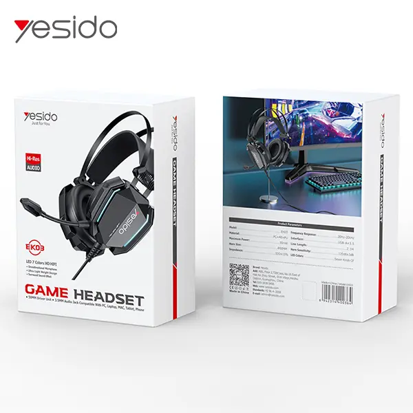 Yesido EK03 3.5mm Gaming Headset 1.Material: PC+AB+PU