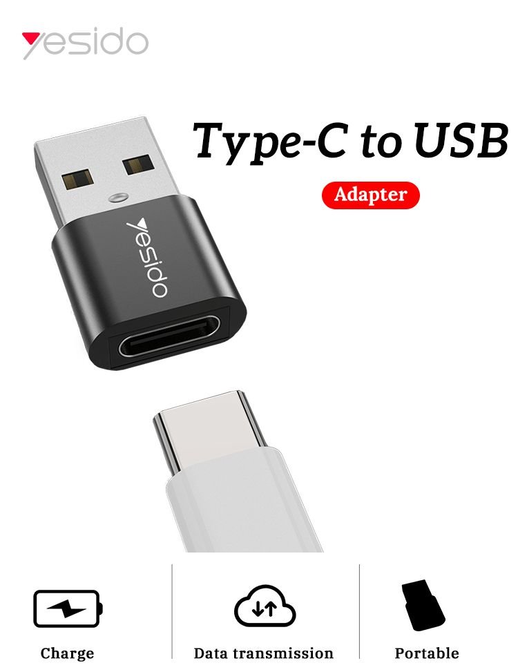 Yesido GS09 Mini Aluminum Alloy Usb Type-c U-Disk Card Reader Mouse Convert OTG Adapter