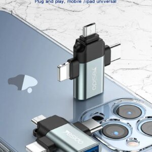 Yesido GS15 OTG adapter Aluminum Alloy Shell 3 in 1 design lightning /Micro/Type-C to USB