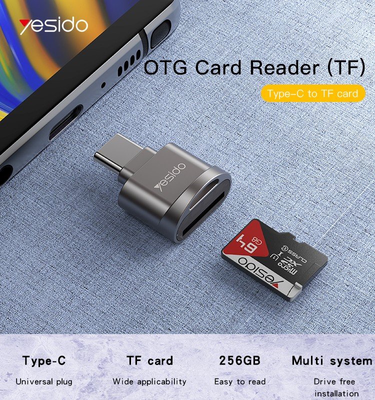 Yesido GS19 Fast Data reading writing for mobile phone Type-C to USB OTG writer card reader