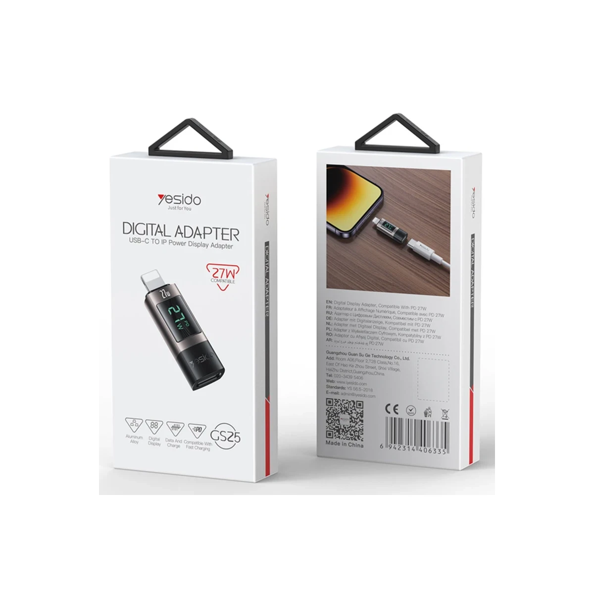 Yesido GS25 C TO L OTG Digital display adapter