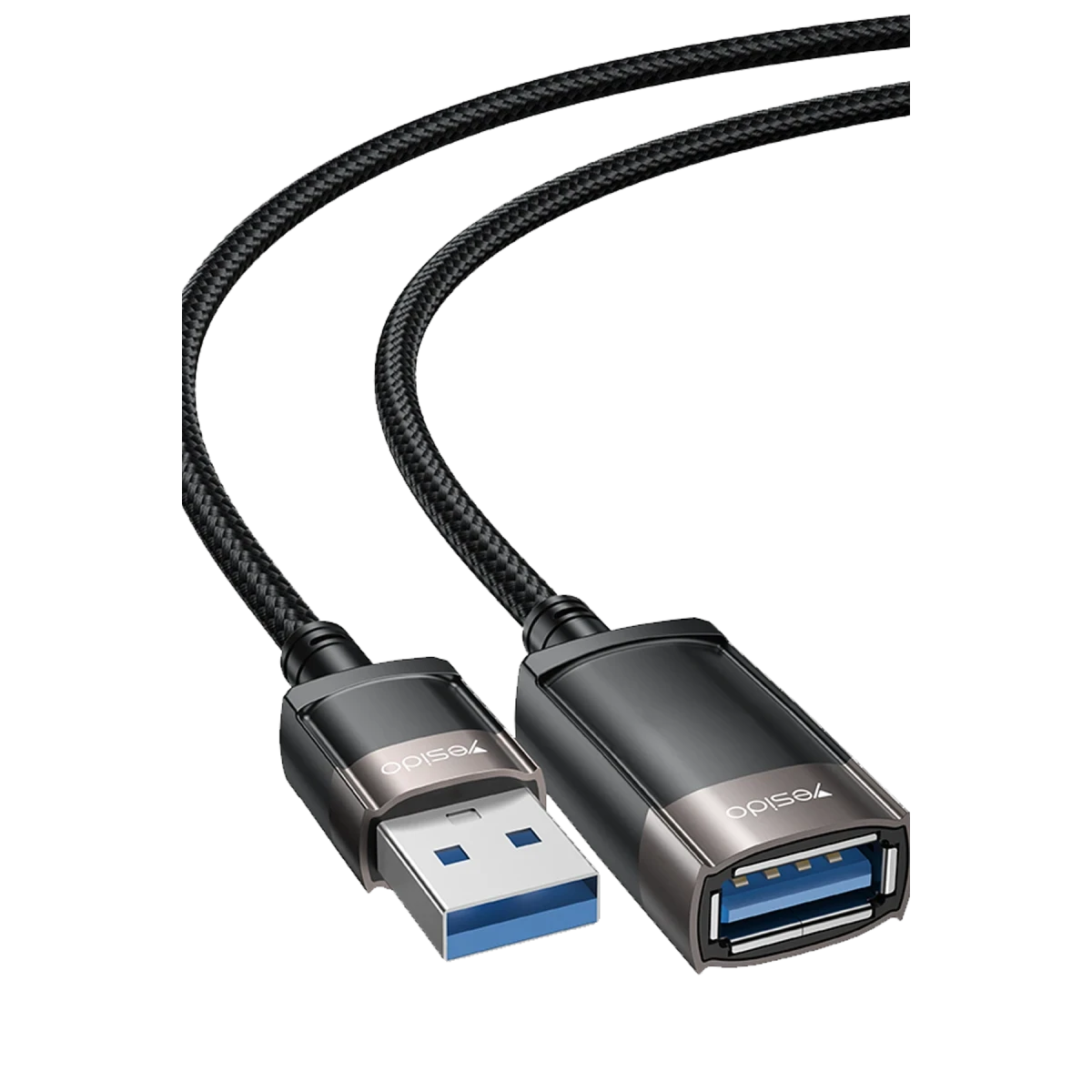 Yesido GS26 1.5M Braided Cable Aluminum Alloy High-speed Transmission USB 2.0 Extension Cable