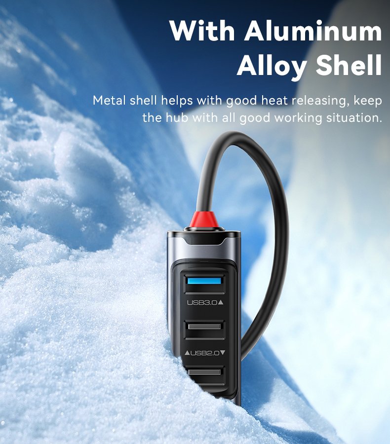 Yesido HB21 Aluminum Alloy PD100W Fast Charging Type-C/USB To PD100W + RJ45 + 3 USB Functional USB Hub