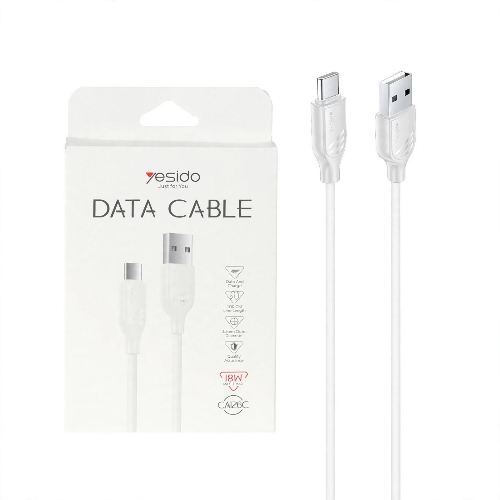 Yesido CA126C-WHITE USB-C cable 18W