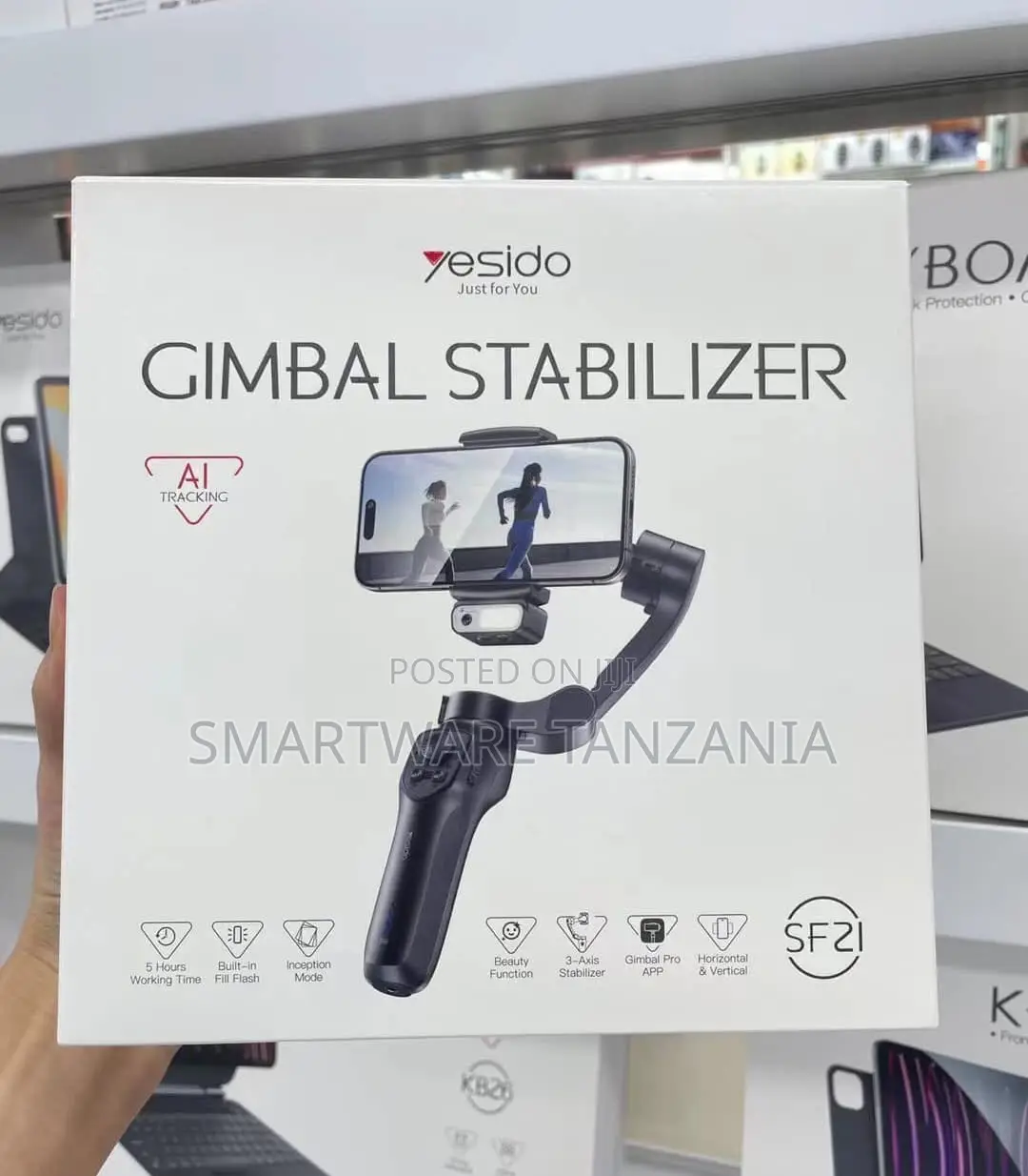 Yesido SF21 Face Tracking With Camera Powerful Battery Built-in Extra Fill Light 3-Axis Gimbal Stabilizer