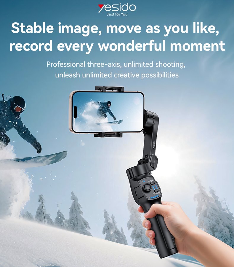Yesido SF27 Three-axis Handheld Shooting Gimbal Stabilizer Auto Face Tracking Handheld Selfie Stick Tripod