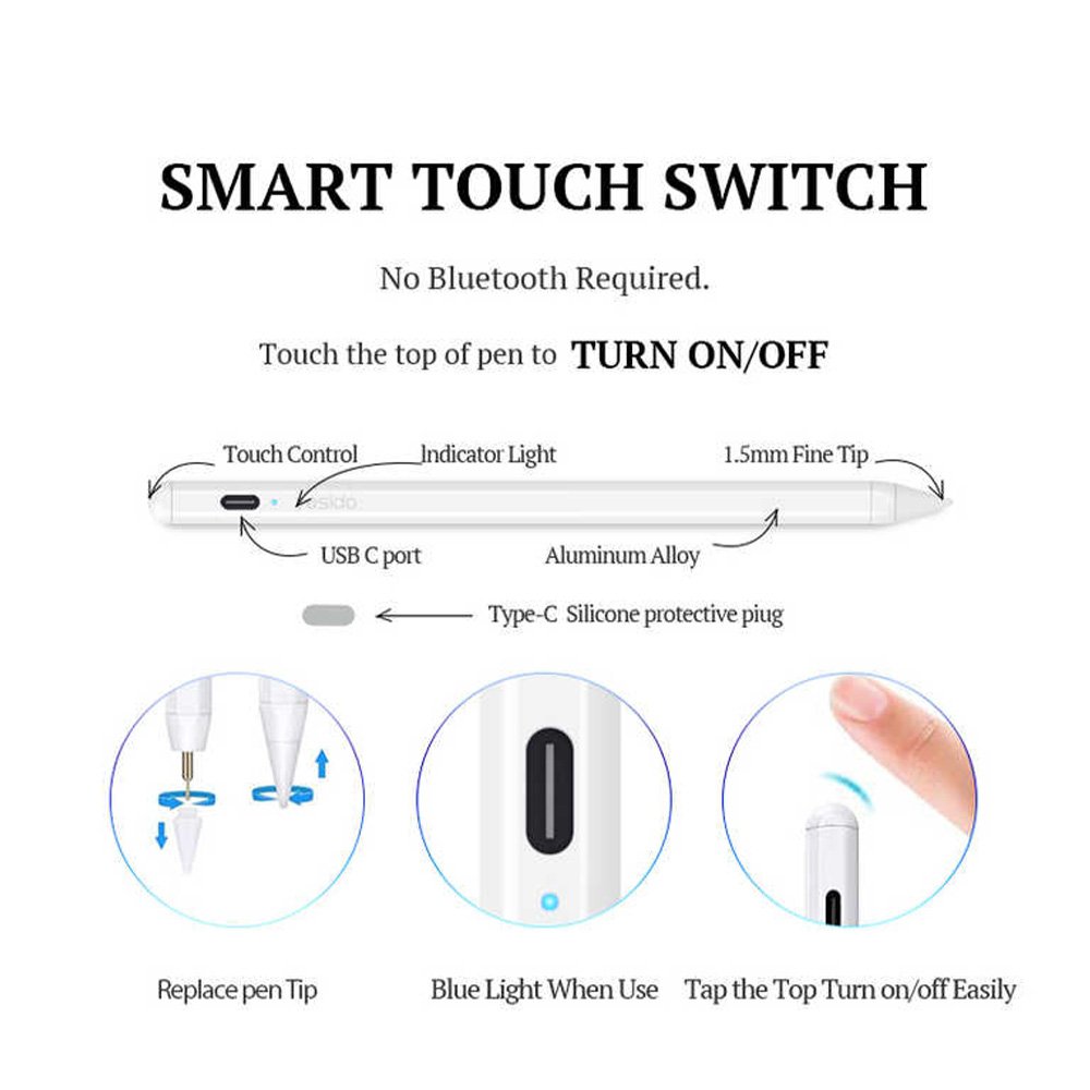 Yesido ST06 Metal Digital Active Smart Touch Screen Drawing Stylus Pen For iPad