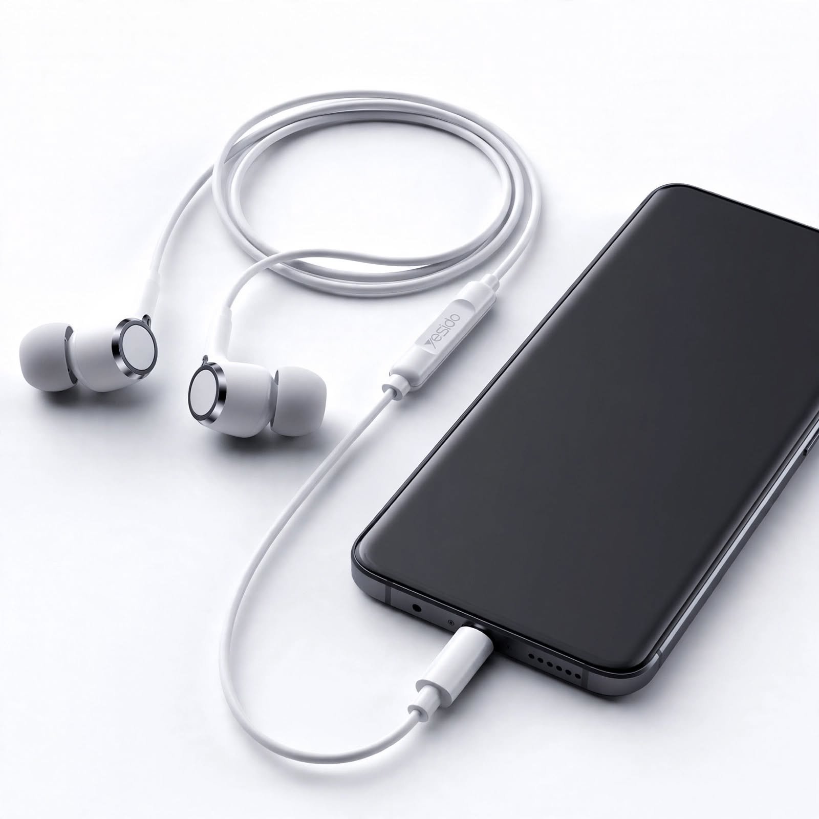 Yesido YH53 Black And White Three-button Remote HD Call Design In-ear 3.5mm Interface Wired Earphone