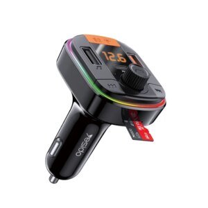 Yesido Y45 Fast charging Smart Dual USB Ports Vehicle Charger FM Transmitter Mp3 Multi Function Car Charger