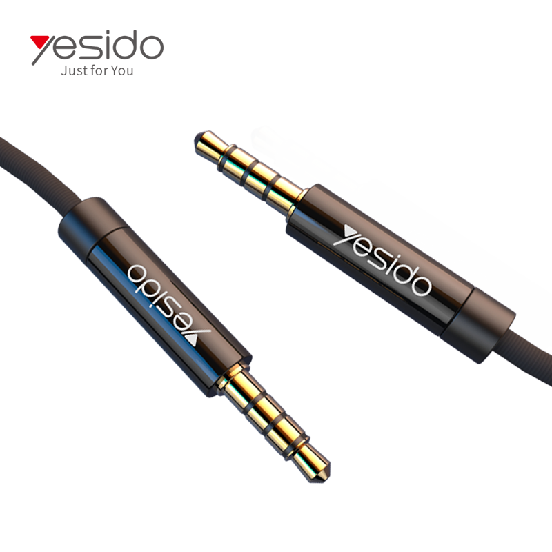 Yesido YAU14 1m Nylon Braided 3.5Mm To 3.5Mm Jack plug Speakers Music Connection Aux Auxiliar Audio Cable