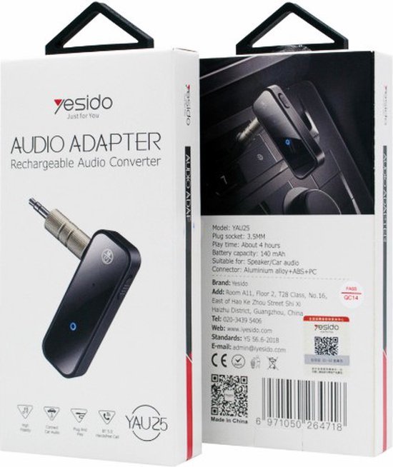 Yesido YAU25 Mini Wireless Receiver To 3.5mm AUX Audio Transmitter Adapter