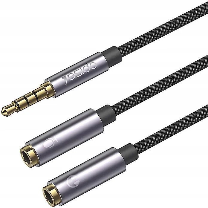 Yesido YAU28 15cm 3.5mm Male Jack To Female Earphone And Microphone Port AUX Audio Cable