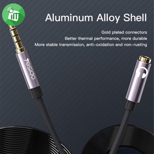 Yesido YAU28 15cm 3.5mm Male Jack To Female Earphone And Microphone Port AUX Audio Cable