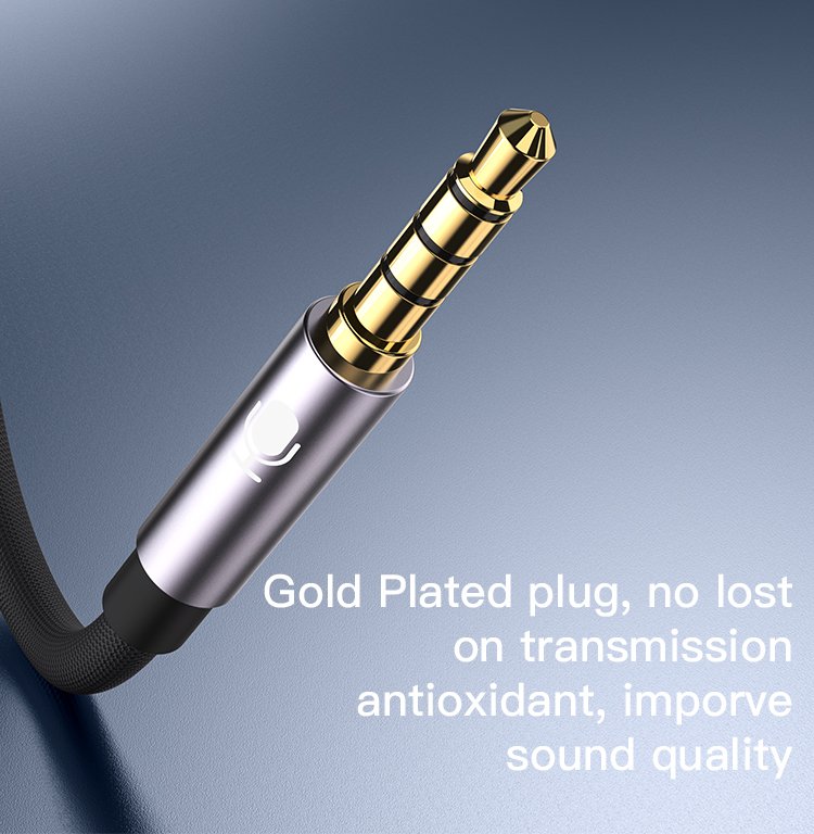 Yesido YAU29 Nylon Braided 3.5mm 4 Pole Port Splitter To Earphone And Microphone Plug Audio Cable