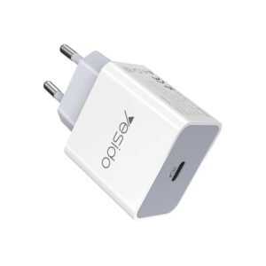 Yesido YC27 White Adapter EU Plug PD2.0 18W Fast Charging Smart Phone Travel Portable Charger